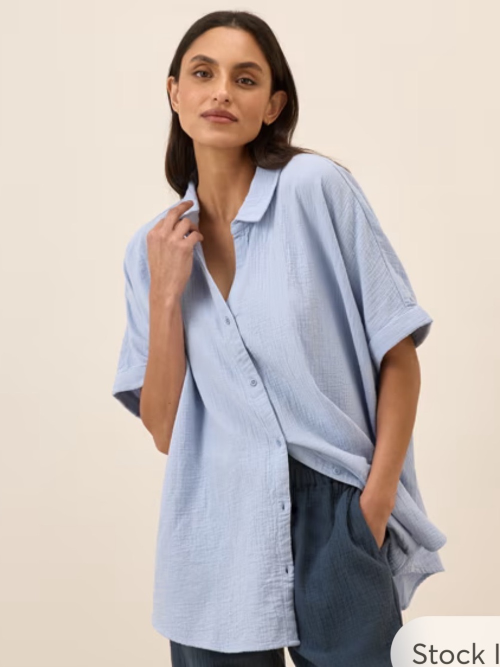 Pact Women's Coastal Double Gauze Oversized Shirt Medium/Large Cornflower Blue